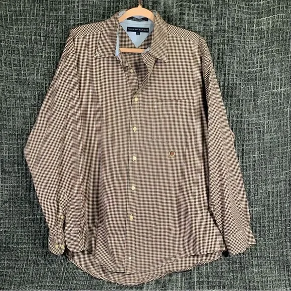 TOMMY HILFIGER Vintage Plaid Men's Long Sleeve Button Down Shirt L #817 - Picture 1 of 8